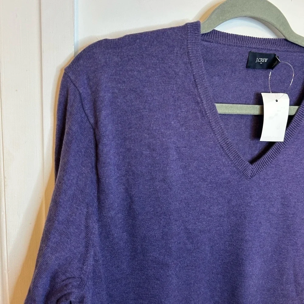 J. Crew Men's Purple Cotton Harbor V-Neck Sweater